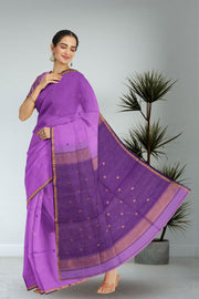Violet Maheshwari Silk Cotton Saree 10075257