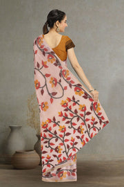 Beige Handloom Jamdani Linen Saree 10074662