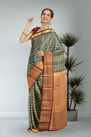 Green Kanjivaram Vegan Silk Saree 10076034