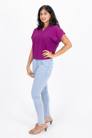 Purple Handcrafted Cotton Crop Top 10073243
