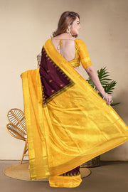 Rosewood Red Korvai Kanjivaram Silk Saree 10075671