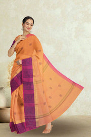 Orange Handloom Chettinad Cotton Saree Without Blouse 10075165