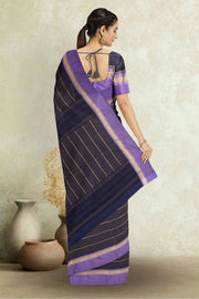 Blue Art Silk Kanjivaram Saree With Stripes Design 10076332