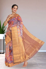 Old Rose Printed Kanjivaram Silk Saree 10075581