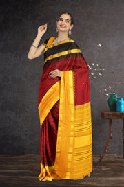 Maroon Korvai Kanjivaram Silk Saree 10065789