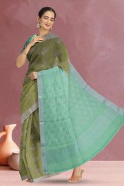Green South Silk Cotton Saree 10073589