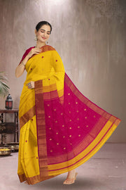 Yellow Maheshwari Silk Cotton Saree 10075269