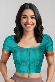 Blue Narayanpet Silk Blouse 10074444