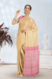 Beige Handloom Kanjivaram Silk Saree 10065058