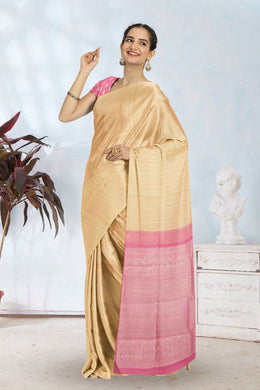 Beige Handloom Kanjivaram Silk Saree 10065058