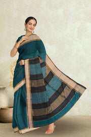 Blue Maheshwari Silk Cotton Saree 10075248