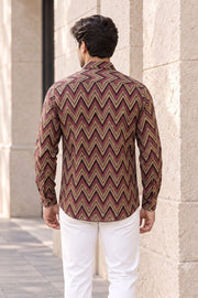 Green Full Sleeve Jahota Printed Cotton Mens Shirt 10072998