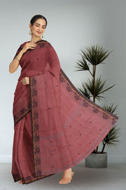 Mauve Handloom Chettinad Cotton Saree Without Blouse 10075159
