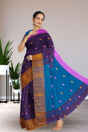 Purple Bengal Handwoven Cotton Saree 10075310