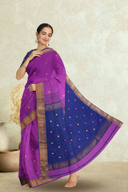 Purple Maheshwari Silk Cotton Saree 10075266