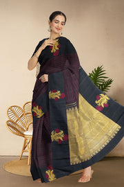Black Pure Zari Kanjivaram Silk Saree 10063141