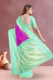 Barney Purple Korvai Kanjivaram Silk Saree 10075643