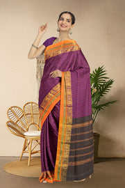 Purple Thousand Buttas Chettinad Cotton Saree 10073619