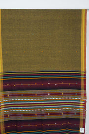 Dark Moss Green Handloom Bhujodi Kala Cotton Saree 10063044