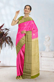 Pink Kanjivaram Vegan Silk Saree 10076044