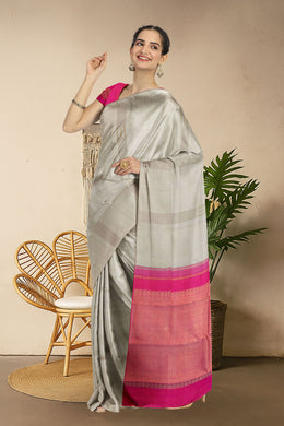 Beige Pure Zari Jacquard Kanjivaram Silk Saree 10063122