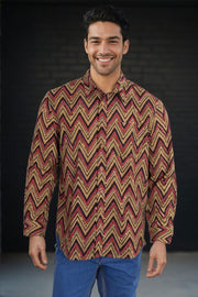 Green Full Sleeve Jahota Printed Cotton Mens Shirt 10072998