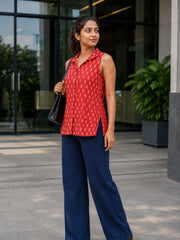 Red Bagh Printed Women Sleeveless Shirt 10077182