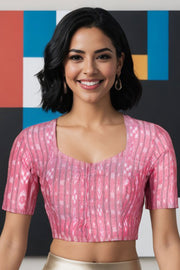Pink Odisha Ikat Cotton Blouse 10075032