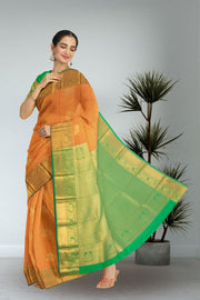 Brown Kanjivaram Vegan Silk Saree with Contrast Pallu 10074866