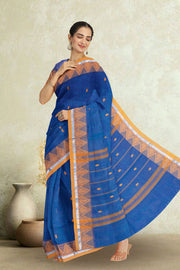 Blue Handloom Chettinad Cotton Saree 10072596