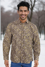 Green Full Sleeve Jahota Printed Cotton Mens Shirt 10073161