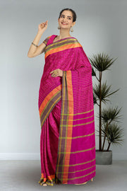 Pink Art Silk Kanjivaram Saree With Checks Design 10076321
