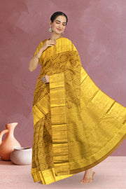 Antique Gold Bridal Kanjivaram Silk Saree 10064981