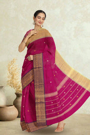 Magenta Handloom Chettinad Cotton Saree 10075111