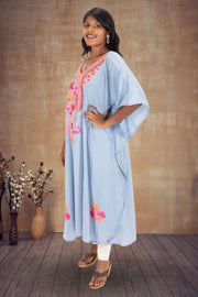 Blue Sozni Embroidered Crepe Silk Kaftan 10064732