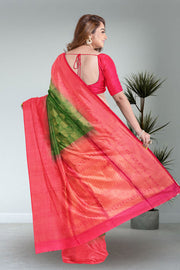Green Handloom Kanjivaram Soft Silk Saree 10075672