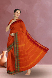 Orange Handloom Chettinad Cotton Saree 10075102