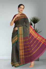 Green Handloom Chettinad Cotton Saree 10075922