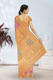 Kanjivaram Vegan Viscose Silk Pink Sherbet Color Jute Style Finish 10075600