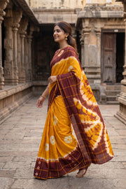 Mustard Yellow Sungudi Cotton Saree 10078011