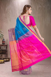 Blue Handloom Kanjivaram Soft Silk Saree 10075686