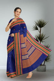 Blue Handloom Chettinad Cotton Saree 10075069