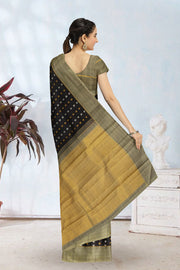 Black Handloom Kanjivaram Silk Saree 10065034