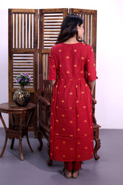 Maroon Hand Block Cotton Kurta 10062654