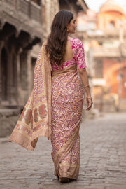 Cream Kani Printed Silk Saree 10077871