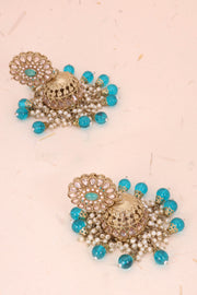 Handcrafted Blue Stones Cluster Beads Drop Jhumka Earrings 10069655 - Avishya