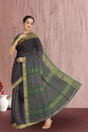 Brown Maheshwari Silk Cotton Saree 10075250