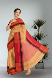 Cream Shantipur Tant Bengal Cotton Saree 10074979