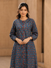 Indigo Hand Block Printed Cotton Kurta 10077663