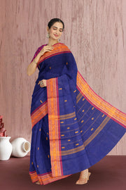 Blue Handloom Chettinad Cotton Saree 10072693